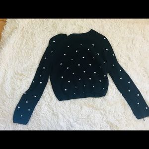 CUTE BLACK SWEATER WITH LITTLE HEARTS